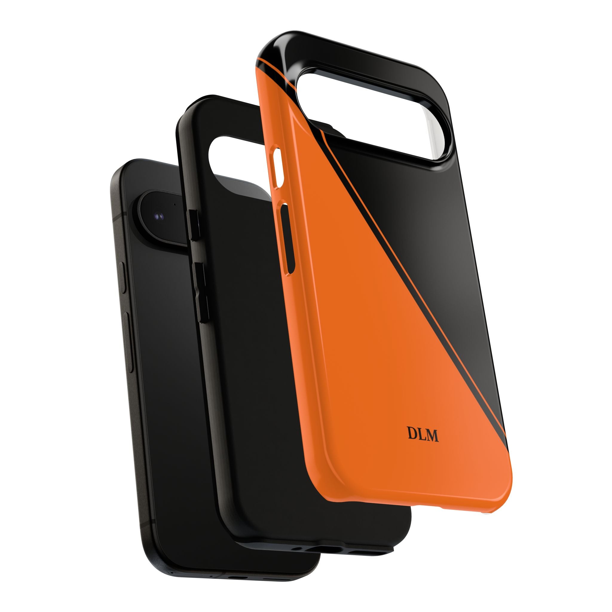 Orange/Black Two Tone Custom Initials Case