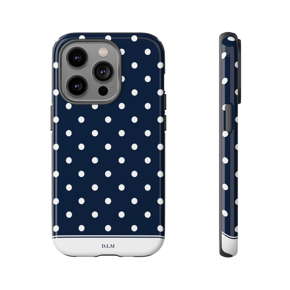 Navy Pearl Personalised Polka Dot Case