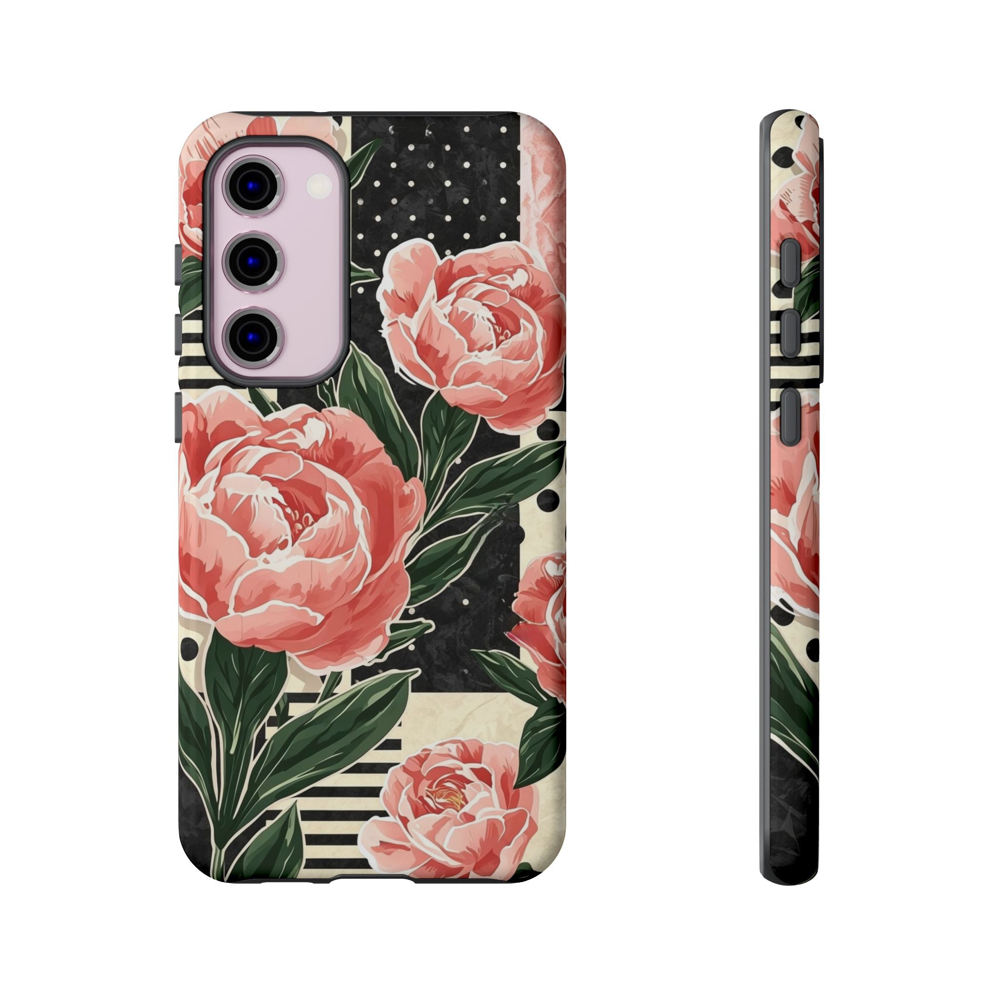 Pink Peony Stripes & Polka Dots