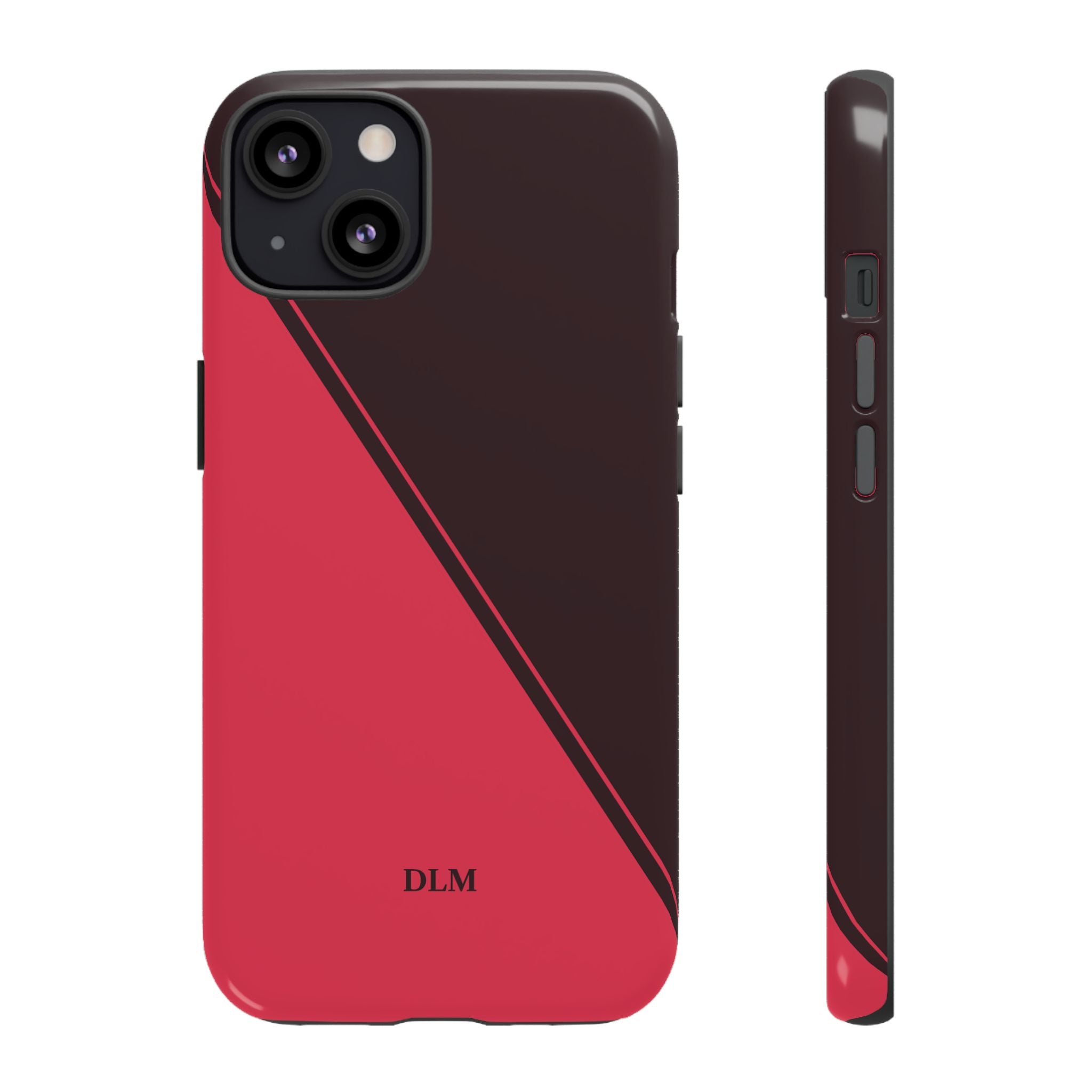 Red/Brown Two Tone Custom Initials Case