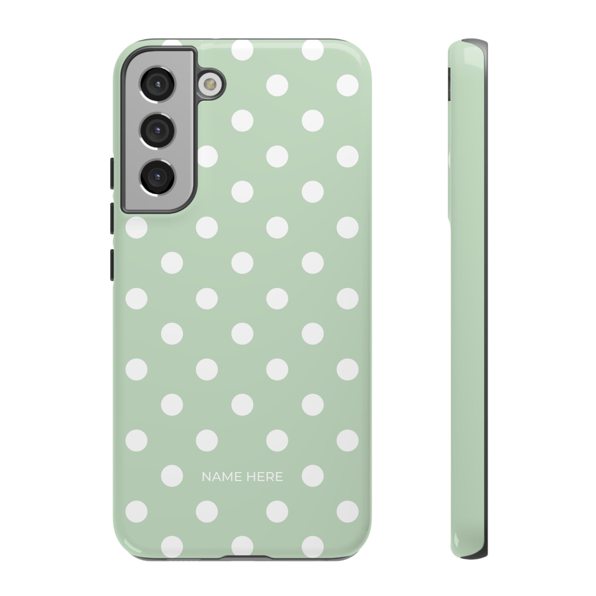 Green & White Polka Dot Customisable Case
