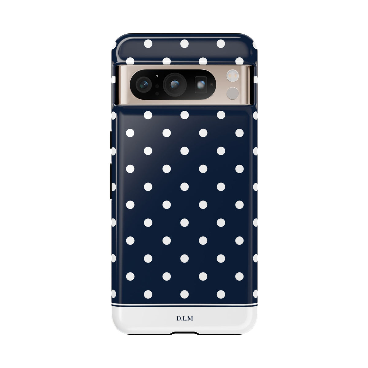 Navy Pearl Personalised Polka Dot Case