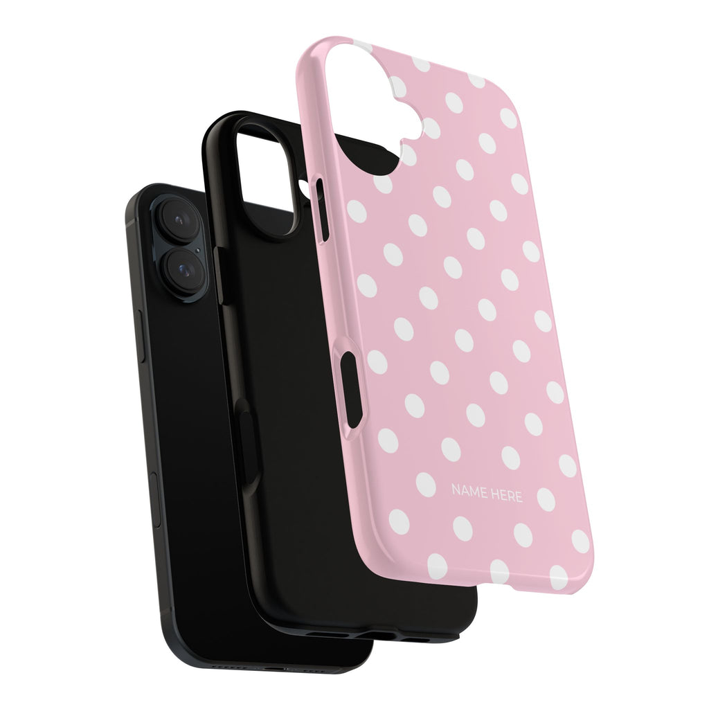 Pink & White PolkaDot Customisable Name Case