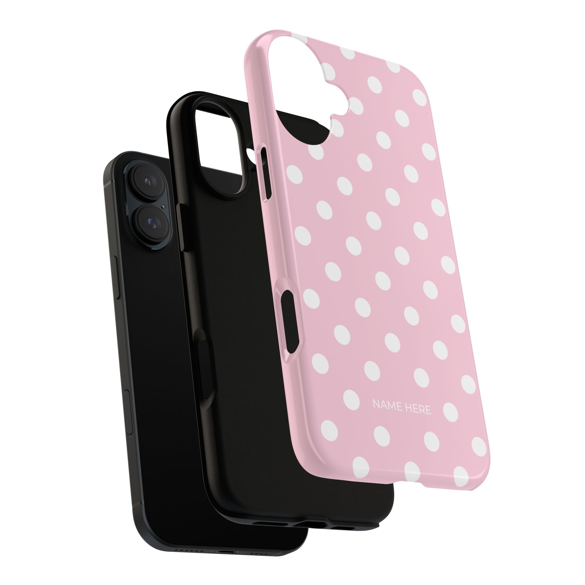 Pink & White PolkaDot Customisable Name Case