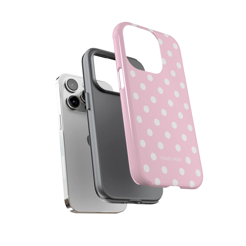 Pink & White PolkaDot Customisable Name Case