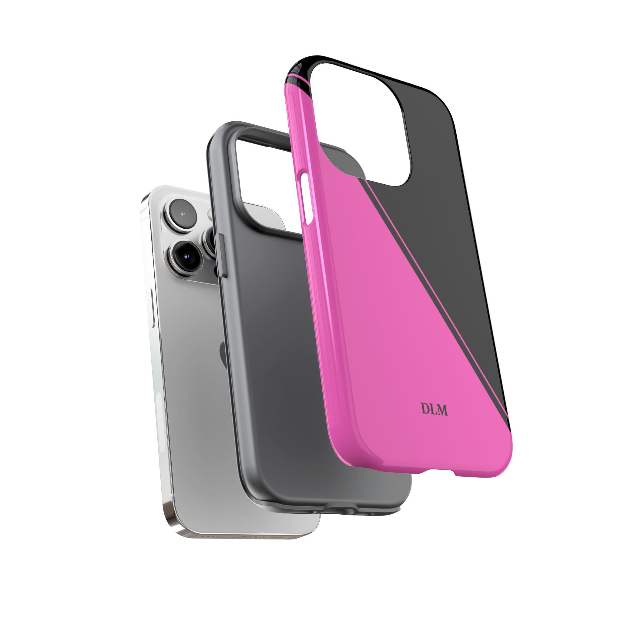 Pink/Black Two Tone Custom Initials Case