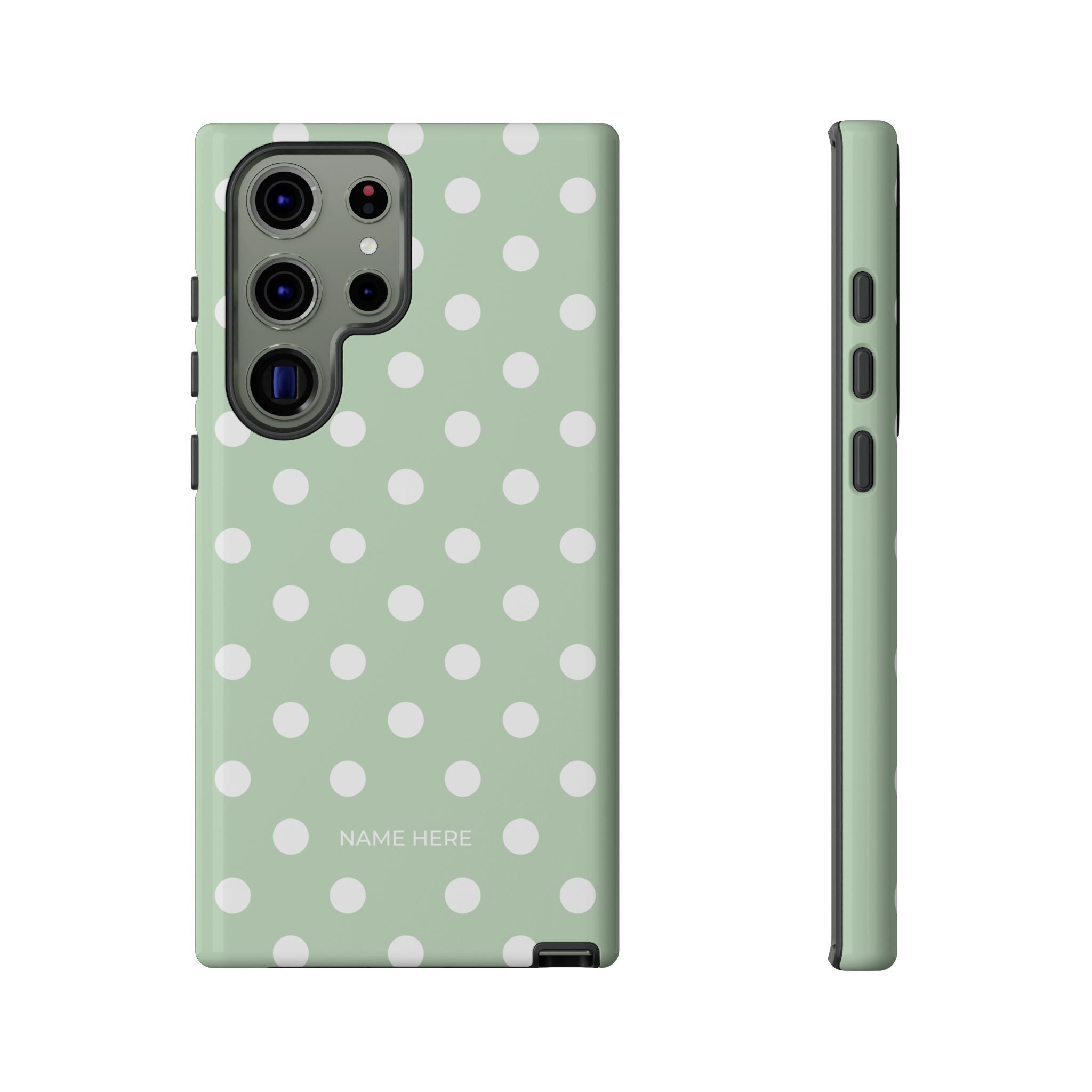 Green & White Polka Dot Customisable Case