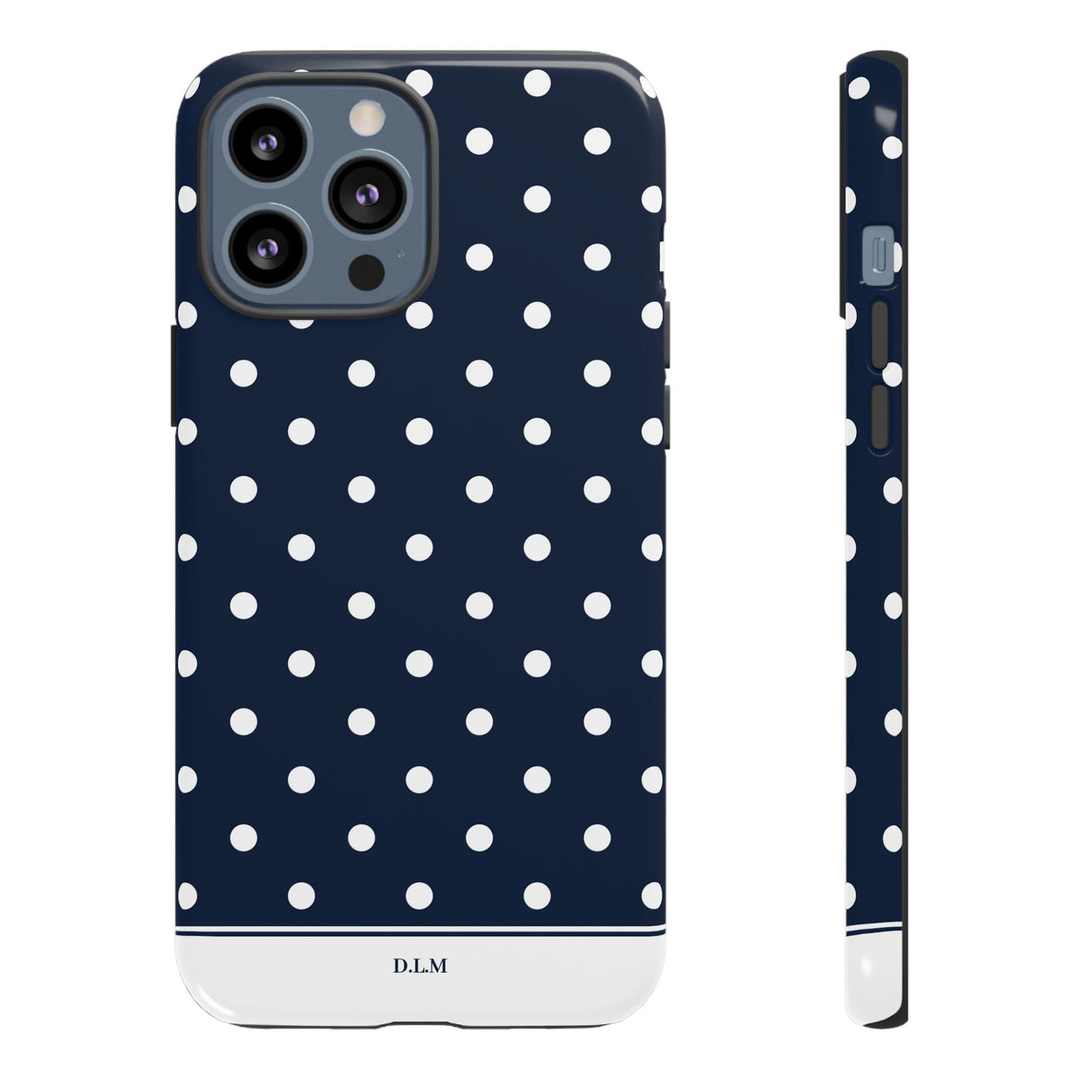 Navy Pearl Personalised Polka Dot Case