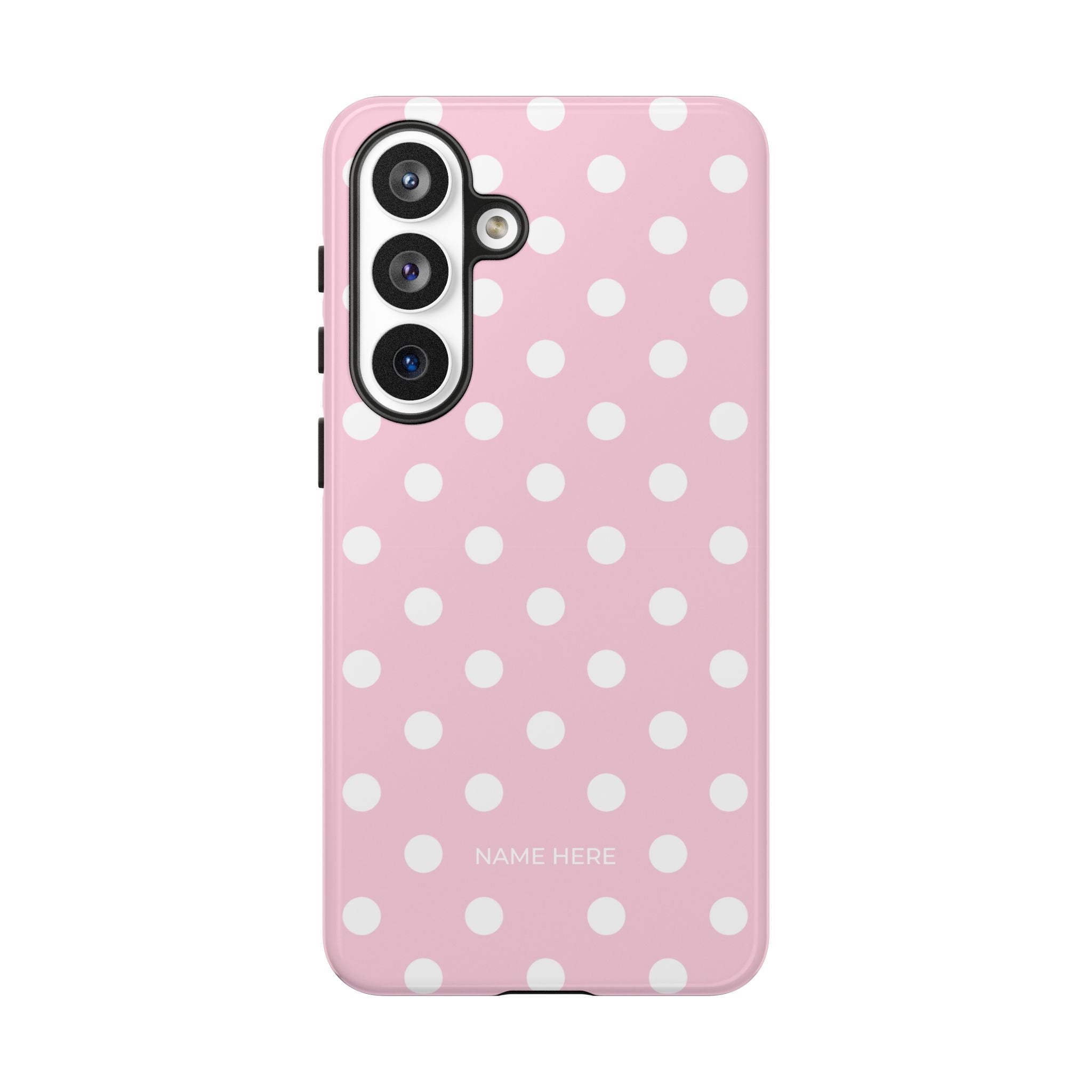 Pink & White PolkaDot Customisable Name Case