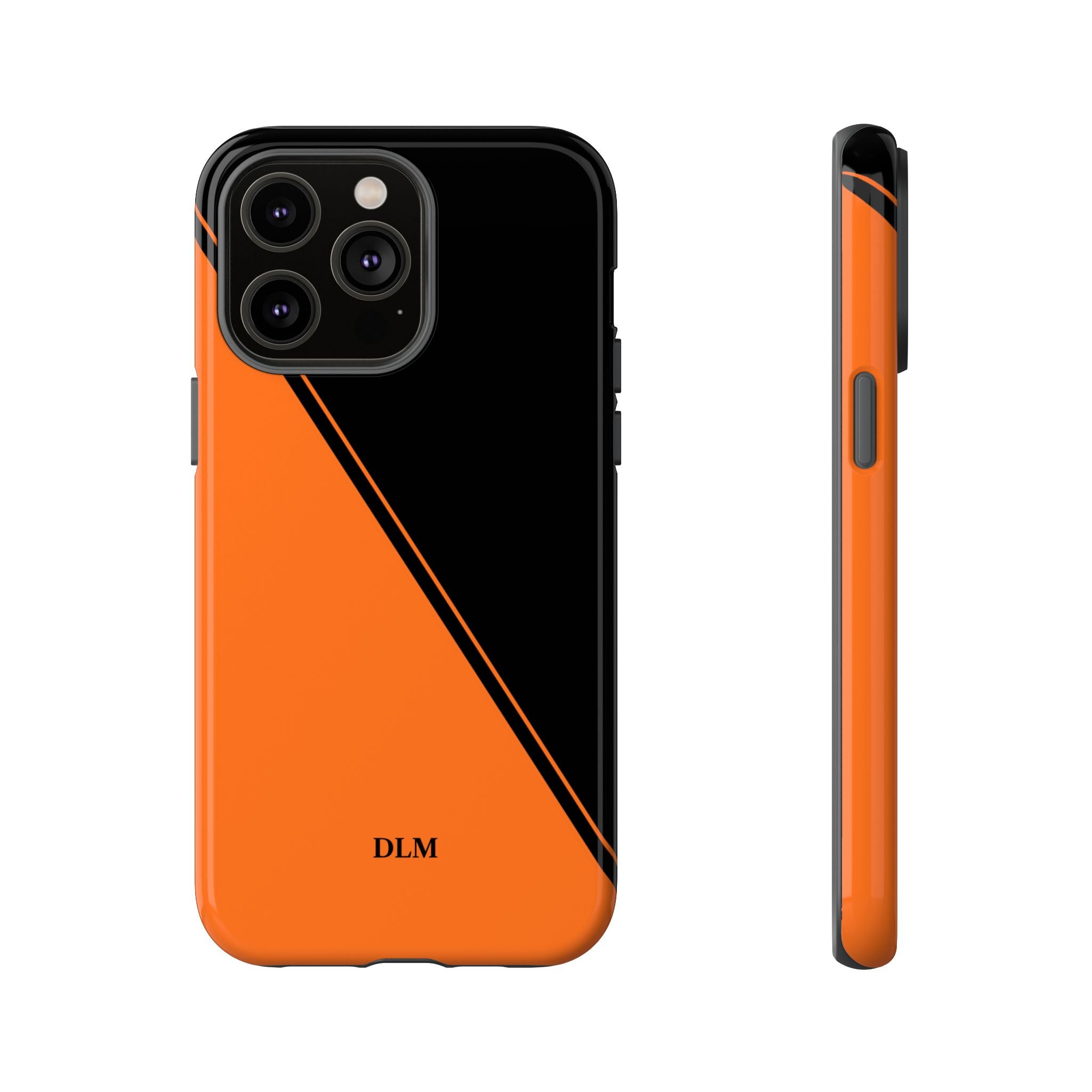 Orange/Black Two Tone Custom Initials Case