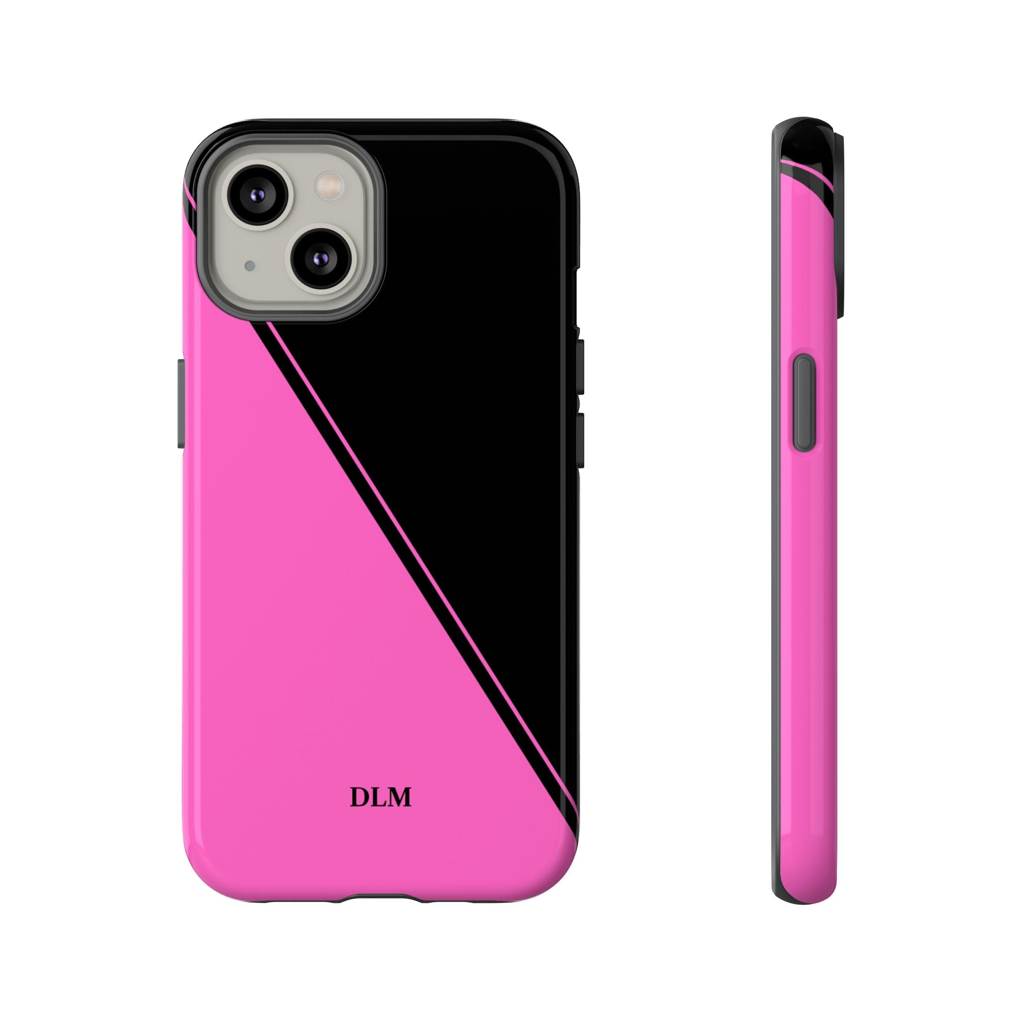 Pink/Black Two Tone Custom Initials Case