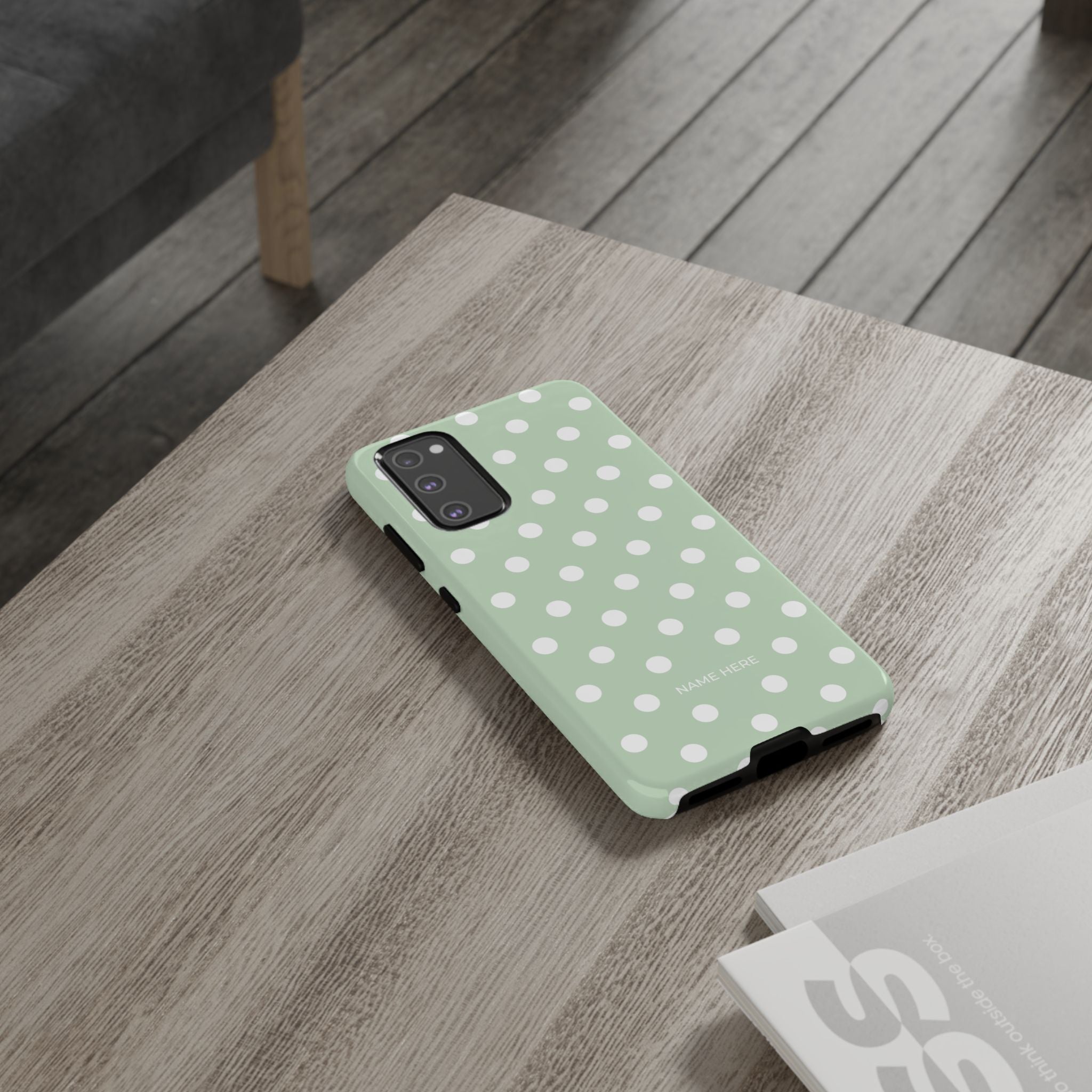 Green & White Polka Dot Customisable Case
