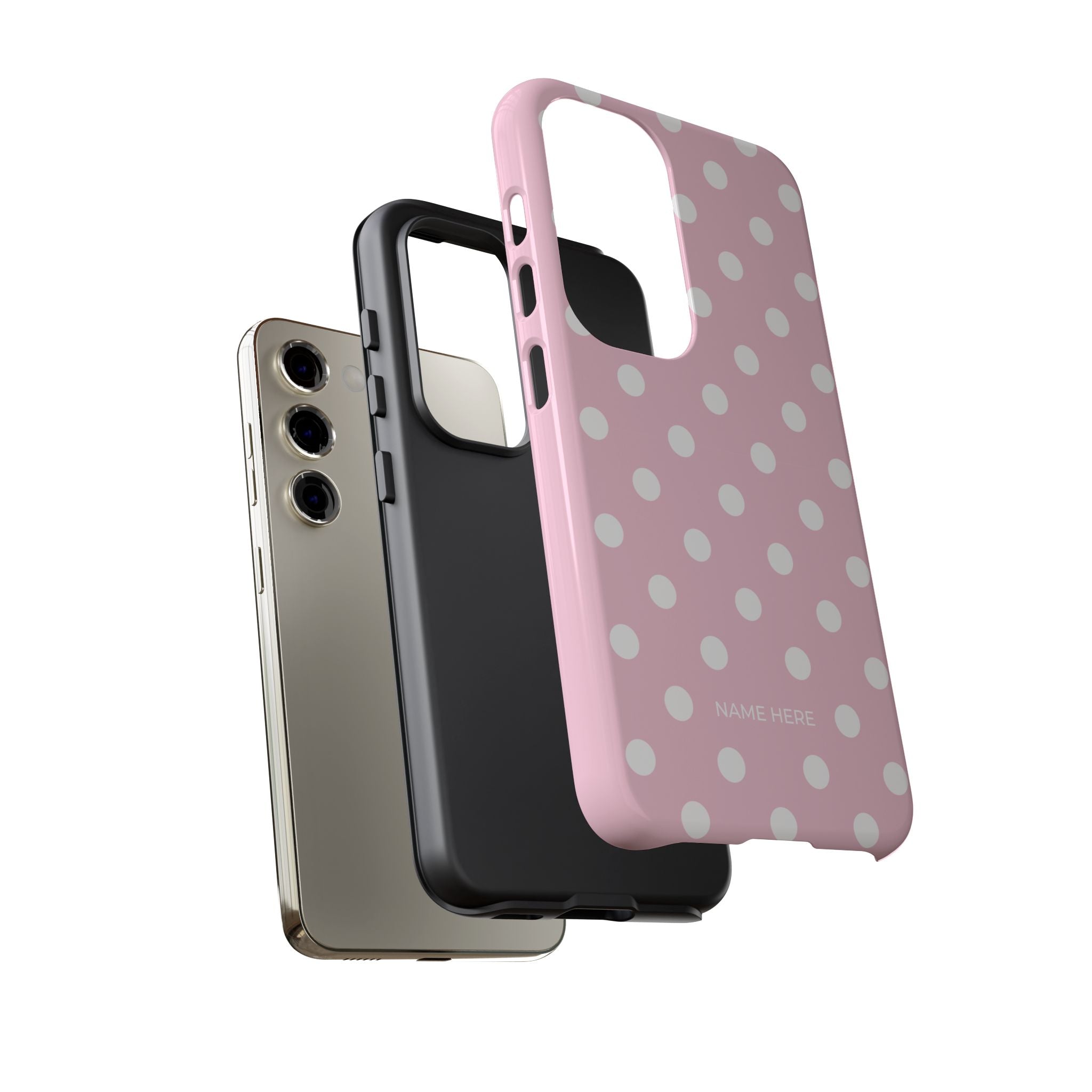 Pink & White PolkaDot Customisable Name Case