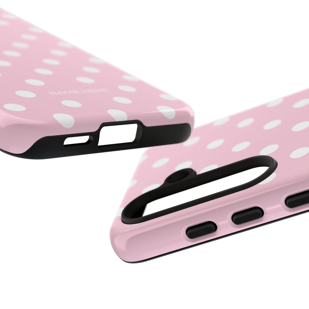 Pink & White PolkaDot Customisable Name Case