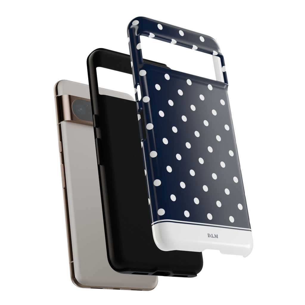 Navy Pearl Personalised Polka Dot Case