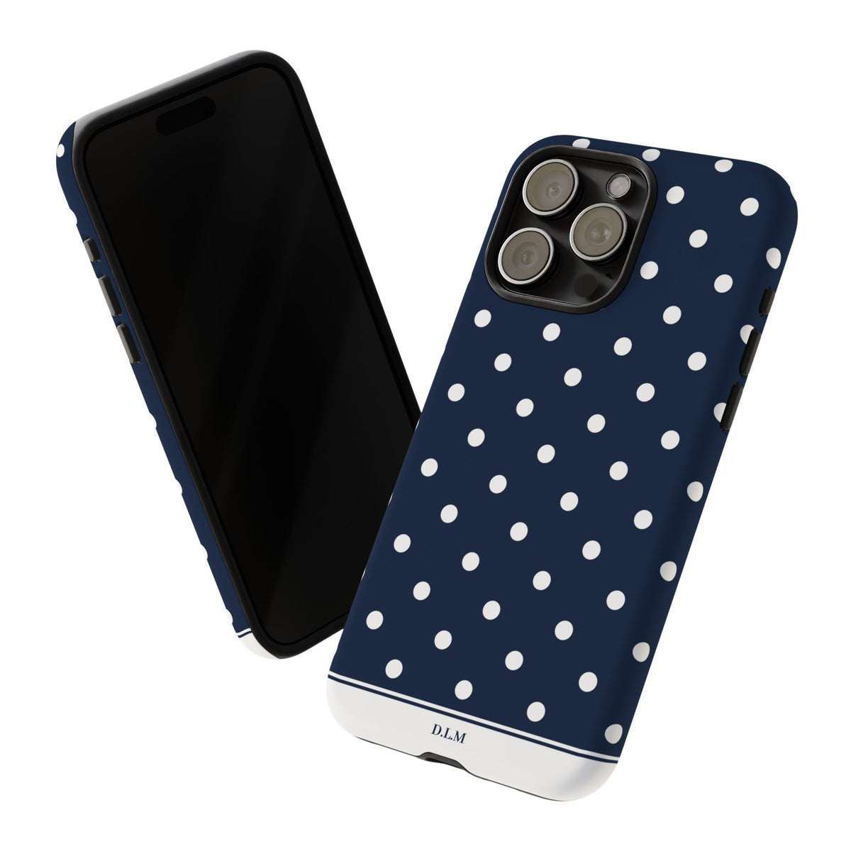 Navy Pearl Personalised Polka Dot Case