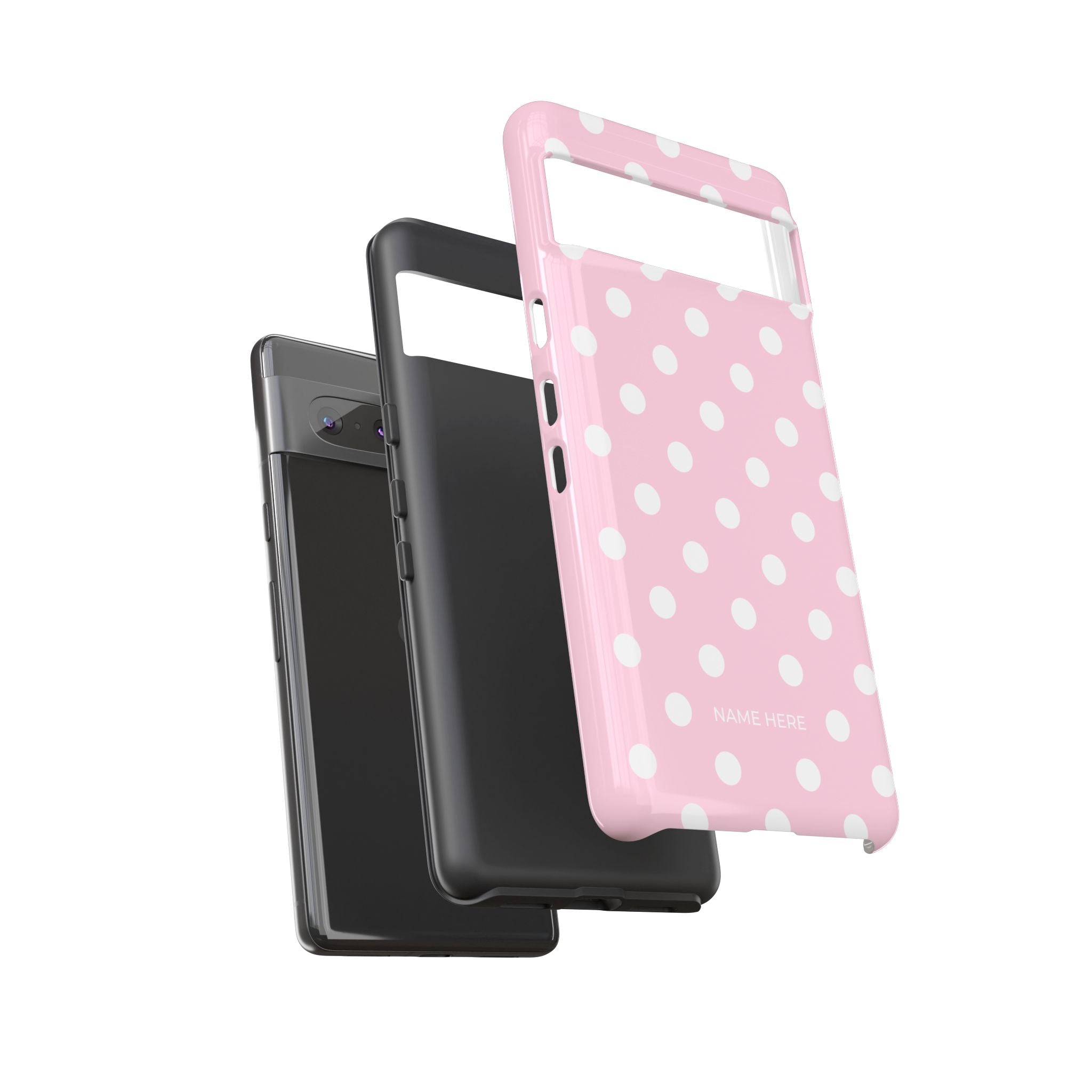 Pink & White PolkaDot Customisable Name Case