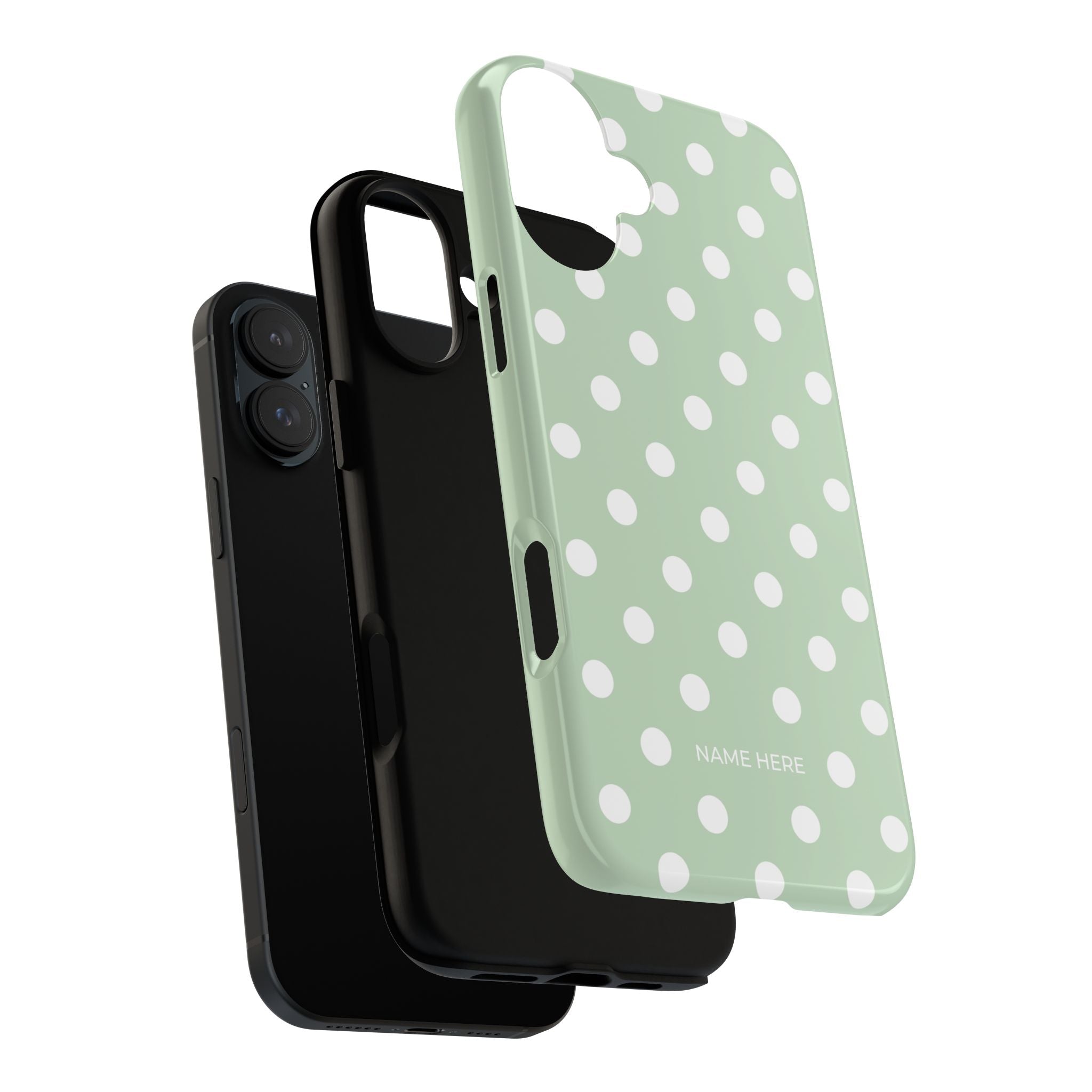 Green & White Polka Dot Customisable Case