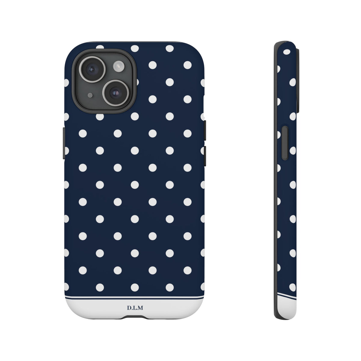Navy Pearl Personalised Polka Dot Case